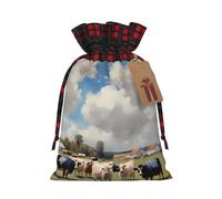A Large Farm. Bolsa con cordón estampada para fiestas, bodas y festivales, poliéster ligero
