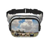 A large farm. Cinturón cuadrado de doble capa - Riñonera con correa ajustable para correr, viajar, senderismo, negro, talla única, negro, talla única, Black, Talla única