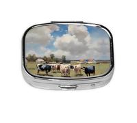 A Large Farm. Organizador de pastillas de viaje. Pastillero de 2 compartimentos, mini pastillero portátil, caja de almacenamiento de medicamentos y vitaminas