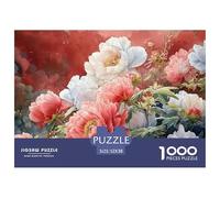 A Large Gold Vase 1000 Pcs Premium-Karton Puzzle Watercolor Peony Lebendige Bilder Familienspiel Puzzles Als Geburtstagsgeschenke 52x38cm/1000pcs