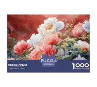 A Large Gold Vase 1000 Pcs Premium-Karton Puzzle Watercolor Peony Lebendige Bilder Familienspiel Puzzles Für Erwachsene Und Kinder 38x26cm/1000pcs