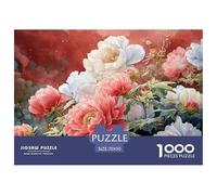 A Large Gold Vase 1000 Stück Premium-Karton Puzzle Watercolor Peony Lebendige Bilder Familienspiel Puzzles Als Wohnaccessoires 70x50cm/1000pcs