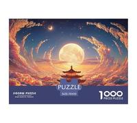 A Large Orange Moon in The Sky 1000 Pzas Papel Premium Rompecabezas Dreamlike Pavilion Desafiante Jigsaw Regalo Adultos 70x50cm/1000pcs