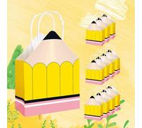 a las bolsas de la escuela - 12 piezas Bolsas de papel en forma de lápiz, cajas con asa para la semana de apreciación Calculadora de libro de edad preescolar