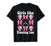 A Las Chicas Les Gusta esgrimir Lazo Demasiado Rosa Camiseta