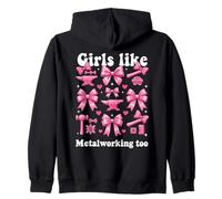 A Las Chicas Les Gusta Trabajar el Metal Demasiado Lazo Rosa Sudadera con Capucha