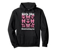 A Las Chicas Les Gusta Trabajar el Metal Demasiado Lazo Rosa Sudadera con Capucha