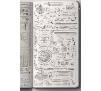 a lined notebook in the style of 2025 with printed educational icons