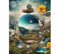 a lined notebook with themes of nature, space, technology