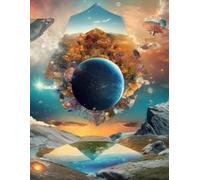 a lined notebook with themes of nature, space, technology