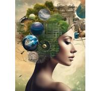 a lined notebook with themes of nature, space, technology