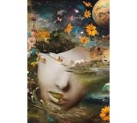 a lined notebook with themes of nature, space, technology