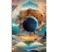 a lined notebook with themes of nature, space, technology