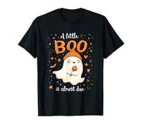 A Little Boo Is Casi Due Esperando Mamá Disfraz de Halloween Camiseta
