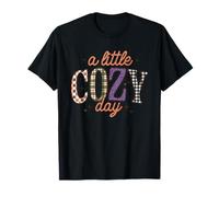 A Little Cozy Day Retro Plaid Leopardo Cuadros Otoño Relax Camiseta