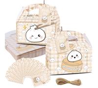 A Little Dumpling Cajas de regalo con etiquetas de agradecimiento, 12 cajas de regalo para baby shower para regalos de fiesta temática de albóndigas de cumpleaños