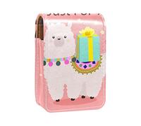 a Little Just for You - Estuche portátil para lápices de labios con diseño de Alpaca-01 de dibujos animados con espejo para mujer, Varios colores, 9.5x2x7 cm/3.7x0.8x2.7 in