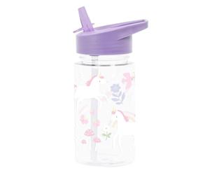 A Little Lovely Company Botella transparente con diseño único, 450 ml, adecuada para la escuela de color, guardería, escuela primaria, vacaciones, on the go (Unicorn dreams)