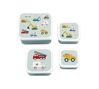 A LITTLE LOVELY COMPANY Juego de 4 fiambreras con diseño de vehículos