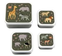 A Little Lovely Company Lunch & Snack Box Set, 4 piezas, on the go, apilable, varios tamaños (Savanna)