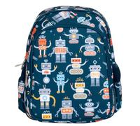 A LITTLE LOVELY COMPANY Mochila, 27x32x19 cm, Gris, Infantil, Poliéster y PEVA, 16 Litros, con Bolsillo Térmico, para Escuela y Viajes (Robots)