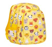 A LITTLE LOVELY COMPANY Mochila Animal Friends, 27x32x19 cm, Amarillo, Unisex, Infantil, Poliéster y PEVA, 16 Litros, Bolsillo Térmico Frontal, Para Escuela y Viajes