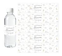 A Little Piece of Heaven is on The Way - Decoraciones para baby shower, 28 etiquetas para botellas de agua con temática de nubes, nubes, luna, estrellas, bienvenida, calcomanías para botellas de agua
