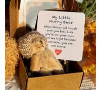 A Little Pocket Bear Hug, Little Bear in A Box, mini oso de peluche hecho a mano en caja, My Little Worry Bears, abrazo de ganchillo, regalos positivos de felpa de apoyo emocional (café 1.0)