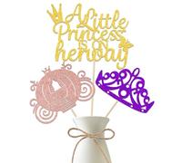 A Little Princess is on her Way Centro de mesa, decoración de fiesta de baby shower, castillo de princesa, carruaje de corona de castillo de princesa, suministros de fiesta de revelación de género,