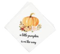 A Little Pumpkin is On The Way Napkins, He or She Pumpkin Napkins, A Little Pumpkin is On The Way Baby Shower, Boy Girl Little Pumpkin Baby Shower Gender Reveal Party Decorations (5 x 5 In, 50-Pack)