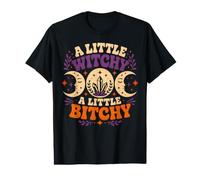 A Little Witchy Moon Gothic Bitchy Retro Goth Mujeres Niñas Camiseta gráfica económica
