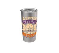 A Little Witchy Moon Gothic Bitchy Retro Goth Mujeres Niñas Vaso térmico de acero inoxidable de doble pared