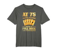 A los 75 años sigo Jugando con una baraja Completa - 75 cumpleaños Camiseta, Hombre Tallas Grandes, Asfalto, 3X Alto