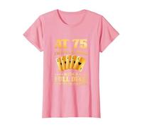 A los 75 años sigo Jugando con una baraja Completa - 75 cumpleaños Camiseta, Mujer, Rosado, 3XL