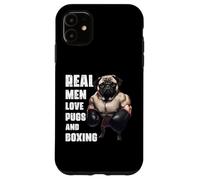 A los hombres de verdad divertidos les encantan los pugs y el boxeo Carcasa para iPhone 11
