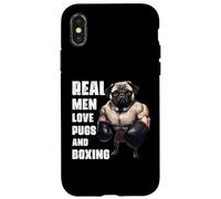 A los hombres de verdad divertidos les encantan los pugs y el boxeo Carcasa para iPhone X/XS