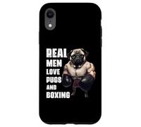 A los hombres de verdad divertidos les encantan los pugs y el boxeo Carcasa para iPhone XR