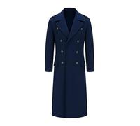 A&M Express Doctor Who Captain Jack Harkness - Abrigo de lana de cachemira con doble botonadura, gris, bolsillos con solapa, Abrigo de lana de cachemira azul, XL