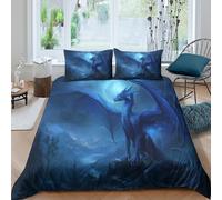 A Majestic Blue Dragon in The Night Juego De Ropa De Cama Funda De Funda Nórdica Almohada con Impresión 3D, Microfibra,para Niñas Y Niños Double（200x200cm）