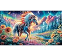 A Majestic Horse Under The Aurora Boreal Puzzle de 1000 Piezas de Papel Reciclado para Adultos - DesaFío edugatoivo & Decoración de Pared 75x50/1000pcs
