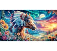 A Majestic Horse Under The Aurora Boreal Puzzle de 1000 Piezas de Papel Reciclado - Regalo Divertido & Idea Adultos 38x26/1000pcs