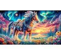 A Majestic Horse Under The Aurora Boreal Puzzle de 1000 Piezas de Papel Reciclado - Regalo Divertido para casa Juego Familiar Estimulante para Adultos 38x26/1000pcs
