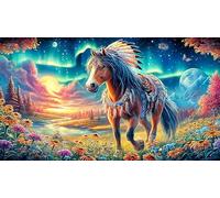 A Majestic Horse Under The Aurora Boreal Puzzle de 1000 Piezas para Adultos - Juego Extremadamente diFícil & Estimulante Idea 75x50/1000pcs