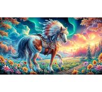 A Majestic Horse Under The Aurora Boreal Puzzle de 1000 Piezas para Adultos - Juego Familiar Divertido & Estimulante Idea Actividad para casa 75x50/1000pcs