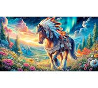 A Majestic Horse Under The Aurora Boreal Puzzle para Adultos de 1000 Piezas de Papel Reciclado - Actividad para casa & Regalo Divertido para Adultos 75x50/1000pcs