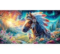 A Majestic Horse Under The Aurora Boreal Puzzle para Adultos de 1000 Piezas - Juego diFícil & Estimulante Actividad para casa Regalo 38x52/1000pcs