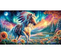A Majestic Horse Under The Aurora Boreal Puzzle para Adultos de 1000 Piezas - Papel Reciclado Juego Estimulante Decoración de Pared & Regalo 75x50/1000pcs