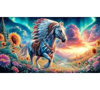 A Majestic Horse Under The Aurora Boreal Puzzle para Adultos de 1000 Piezas - Regalo Divertido Juego Familiar Estimulante para Adultos y niños 75x50/1000pcs