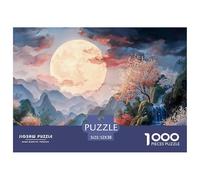 A Majestic Moon 1000 Pcs Stabiler Karton Puzzle Mountain Landscape Lebendige Bilder Kreatives Spiel Puzzles Als Geburtstagsgeschenke 52x38cm/1000pcs