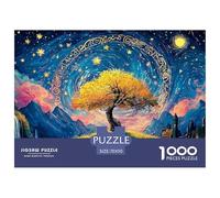 A Majestic Tree of Life 1000 Pcs Ökopapier Puzzle Gogh-Style Cosmic Tree Lebendige Bilder Kreatives Spiel Puzzles Als Geburtstagsgeschenke 70x50cm/1000pcs